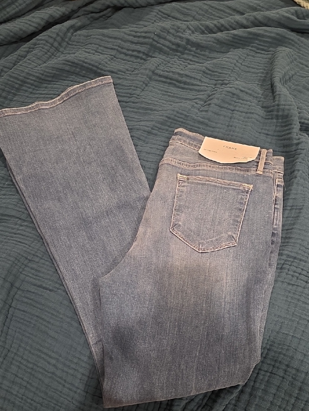 Frame Denim Flare Jeans in Light Blue Wash